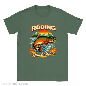 Tshirt med tryck Röding - Hetast i kylan, fiskekompassens kläder